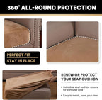 PrinceDeco Velvet Couch Cushion Cover Soft Stretch Cushion Slipcover for Chair Loveseat Sofa Cushion Furniture Protector Seat Cushion Sofa Cover (2 Piece Large Sofa Cushion Covers, Camel)