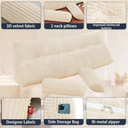 Headboard Wedge Pillow with 2 Pack Neck Roll Pillow Large Headboard Pillow Queen Wedge Pillow Headboard Soft and Supportive Bed Rest Reading Pillows for Sitting in Bed with Removable Cover