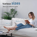 YSTHER Down Feather Throw Pillow Inserts 14x22 Set of 2 Firm Large Lumbar Pillows for Bed Decorative Couch Soft Pillows for Sleeping Indoor White Cotton Pillow Sofa Travel