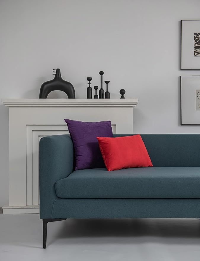 Throw Pillow Covers 12x20 Red: 2 Pack Cozy Soft Velvet Rectangular Decorative Pillow Cases for Farmhouse Home Decor