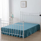 Bed Skirt King Size Ruffled Bed Skirts with Split Corners, 14 Inch Drop Dust Ruffle Bed Skirt with Platform, Teal Blue, 14'' King