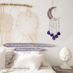 Agate Gemstone Dream Catcher 7 Chakra Tree of Life Dream Catcher with Rainbow Crystal Stones Handmade Dreamcatcher Wall Decor for Adults Boys Girls,Bedroom,Wedding,Garden,Bless Gift(Purple Moon)
