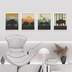 SIGNWIN Framed Country Farmhouse Vibrant Bison Wall Art, Set of 4 Silhouette Animals Wall Decor Prints, Wilderness Nature Wall Décor for Living Room, Bedroom - 8"x10" White