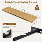 Fun Memories 36 Inch Deep Floating Shelves for Wall, 2 Pack of Wall Mounted Wood Shelves with Invisible Brackets for Bathroom, Bedroom, Living Room, Kitchen Decor and Storage, Oak