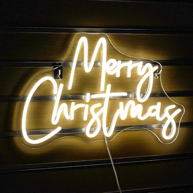 WLHOPE Merry Christmas Neon Sign Dimmable Neon Signs For Wall Decor Led Lights For Christmas Bar Man Cave Club Party Room Shop Window Bedroom Decoration Gifts USB Powered 12.6x16.14in