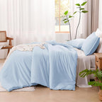 Litanika Comforters Light Blue Twin/Twin XL Size, 2 Pieces Lightweight Solid Bedding Comforter Set, All Season Fluffy Bed Set (66x90In Comforter & 1 Pillowcase)