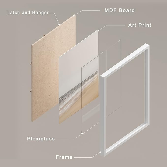 SIGNWIN Framed White Minimalist Ocean Beach Seashore Scenic Wall Art, Set of 4 Landscape Colorful Wall Decor Prints, Nature Wilderness Wall Décor for Living Room, Bedroom - 12"x16" White