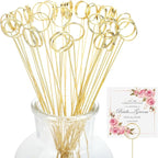Picture Holders for Centerpieces,40Pcs Gift Card Holder Picks,Metal Photo Holders for Centerpieces,Sticks for Flower Bouquet Wedding Party Birthday (Round Shaped)