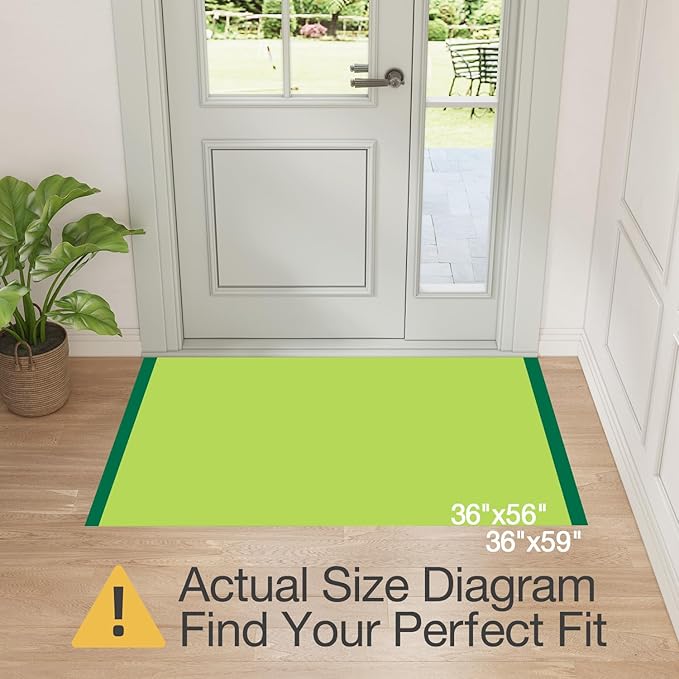 LUMI Ultra Thin Door Mat for Entryway,36"x56" Low Profile Non Slip Rubber Backing Indoor Doormat, Easy Clean Welcome Entrance Mat for Inside House, Patio,Dark Grey