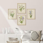 SIGNWIN Framed Watercolor Floral Botanical Wall Art, Set of 4 Vintage Wall Decor Prints, Minimalist Wall Décor for Living Room, Bedroom - 12"x16" Natural