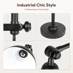 VONLUCE Rustic Desk Lamp Black Adjustable, Industrial Style Metal Task Lamp (25"-29"), Vintage Work Lamp, Farmhouse Reading Lamp in Aged Bronze Finish, ETL Certificate