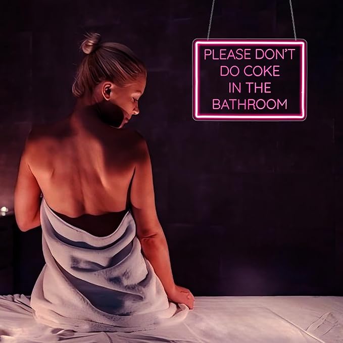 Neon Sign, Please Don't Do Coke in The Bathroom Neon Signs for Wall Decor Neon Pink LED Signs 3D Engrave Neon Light Up Signs Home Decor for Bathroom Business Club Party Bars Shop USB Operated