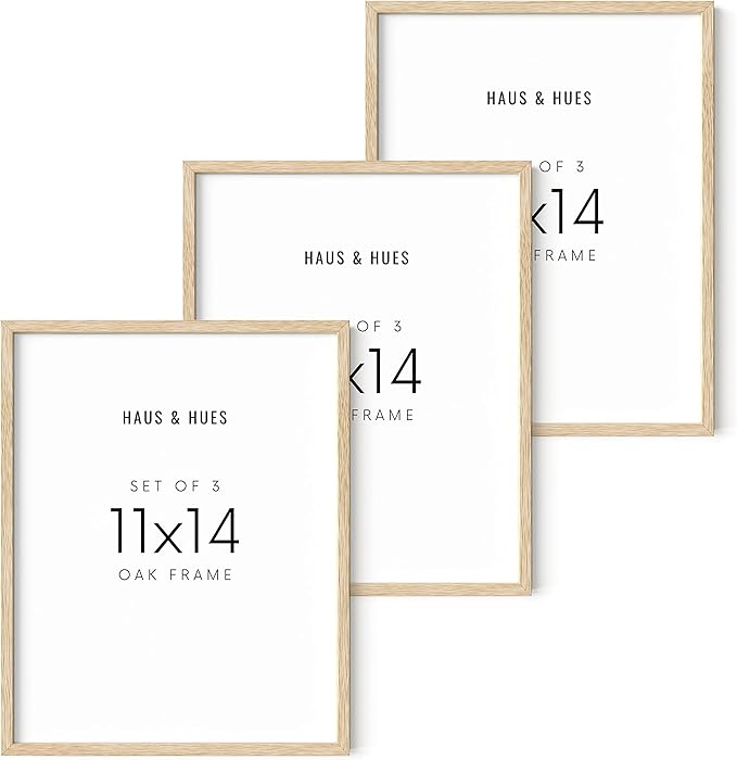 HAUS AND HUES Picture Frame, Beige Oak Wood, 11x14 inches, 3 Pack