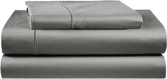 Tencel Sheets 3 Piece for Twin Size Bed - 100% Eucalyptus Lyocell Twin Sheets Set - Soft, Cooling & Breathable for Hot Sleepers - 16” Deep Pockets Hotel Quality Bedding Set - Grey