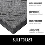 GORILLA GRIP 100% Waterproof All-Season WeatherMax Doormat, 60x24, US Designed Natural Rubber, Stain and Fade Resistant, Low Profile Indoor Outdoor Door Mats, Easy Clean Patio Mat, Steel Chevron