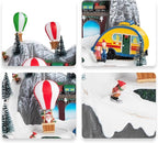 Bdor Christmas Village Lighted Decoration Musical Animated Display Christmas Collectible Ballon House Battery Operated Resin Indoor Decor