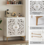 Accent Cabinet with Doors,Storage Cabinet with Gold Legs and Adjustable Shelf, Sideboard Buffet for Living Room,Entryway,Dining Room,Bedroom,White