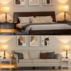 Beige Brown Lamps for Bedrooms Set of 2 - Touch Control Bedside Lamp with USB C+A, 3 Way Dimmable Nightstand Lamps with USB Port, Table Lamp for Living Room(Beige Shade and Brown Base)