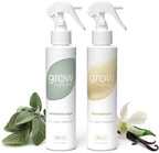 Grow Fragrance Scented Fabric and Room Air Freshener Spray - Certified Non-Toxic, 100% Plant-Based Essential Oils - 5 oz (Blondewood + Woodland Sage 2-Count)