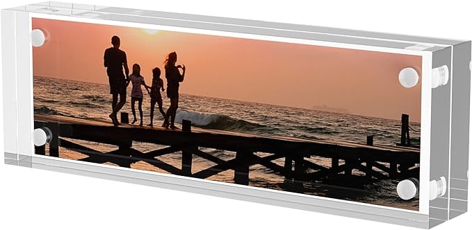 2x6 Acrylic Pictures Frames, Transparent 2 Sided Ticket Frame Postcard Frame, Tabletop Small Tiny Acrylic Magnetic Picture Frames for Family, 12 + 12MM Thickness…