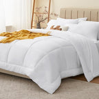 CozyLux Full Size Comforter Sets White, 7 Pieces Bed in a Bag, White Comforter Full Size, All Season Bedding Sets with Stitch Quilted Comforter, Flat Sheet, Fitted Sheet, Pillowcases