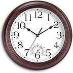 14 Inch Outdoor Wall Clock with Thermometers, Vintage Silent Wall Clocks Battery Operated, Retro Non-Ticking Clock Decorative for Living Room, Patio, Kitchen, Office, Bathroom, Bedroom(Bronze)