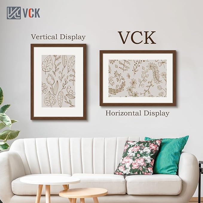 VCK 20x28 Picture Frame 3 Pack, Brown Wood Poster Frame with Exclusive Wood Grain, Wall Mounting Hanging