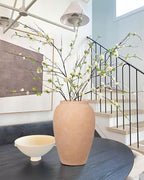 Handcrafted Flower Vase, 10.5" Tall Terracotta Vases, Vintage Rustic Ceramic Vase Décor, Wide Mouth, Matte Finish for Home Office Resto Café Decoration