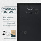11x17 Picture Frame 3 Pack - Black Woodgrain, Solid Wood & HD Tempered Glass, Wall Gallery Poster Frame