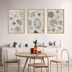 HPINUB Vintage Food and Drink Framed Canvas Wall Art Set,Sketch Pizza Cheers Wall Decor,Thanksgiving Dinner Turkey Artwork,Black and white Art Prints for Kitchen,Dining Room,Gatherings Decor-16"x24"x3