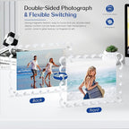 Magnetic Photo Frame 6×8Inch - 2Pack Acrylic Scalloped Glass Frames, 12+12mm Thick Double-Sided Design.Clear Picture Frame with Thick Block | Trendy Home Gift Set (2 Pack, 6×8)