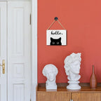 Lacosu Wall Pediments Cat Welcome Sign,Hello Sign,Cat Hanging Welcome Sign for Front Door,Cat Decor,Cat Gifts,Cat Gifts for Cat Owners,10x8 Inches