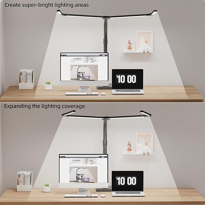Office Home Desk Lamp,24W Super Bright Eye-Care Desk Lamp,Adjustable Gooseneck Office LED Task Light with Soft Non-Glare Lighting,Suitable for Studying,Reading (Black) (Plus)