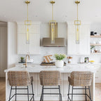 Brass Pendant Lights,Modern Glass Pendant Lights Kitchen Island 2 Pack,21.6'' Farmhouse Gold Kitchen Pendant Lighting Over Island for Dining Table,Bathroom,Bedroom