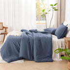 Litanika Comforters Bluish Grey Twin/Twin XL Size, 2 Pieces Lightweight Solid Bedding Set & Collections, All Season Fluffy Bed Set (66x90In Comforter & 1 Pillowcase)