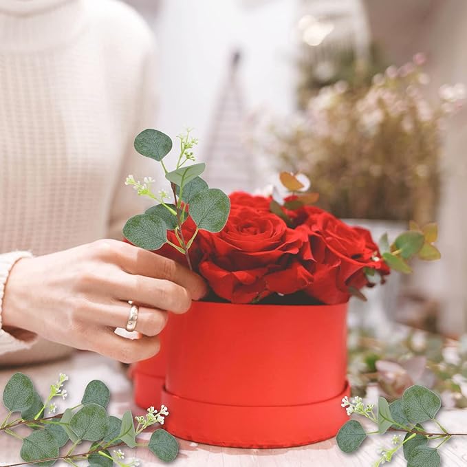 40 Pieces of Artificial Greening Eucalyptus Stem Artificial White Seeds Plant Suitable for Family Wedding Vase Center Bouquet Flower Arrangement