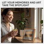 Homeforia 8x8 Picture Frames Wood, High-End Natural Oak 8 x 8 Square Frames with Mat 6 by 6 inch Photo, 8by8 Light Wooden Frames Matted to 6x6 Print, Tabletop Frame, Tempered Glass, Wall Kit, Set of 1