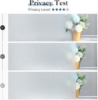 Haton Reeded Glass Window Privacy Film, Frosted Glass Window Film, Static Cling UV Blocking Stickers, Decorative Removable Cover for Bathroom Door Office, Non Adhesive 23.6" x 118.1"
