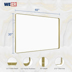 WEER Gold Bathroom Mirror, 48X30 Inch Brushed Gold Metal Frame Mirror, Rounded Rectangle Gold Bathroom Vanity Mirror for Wall, Tempered Glass, Anti-Rust, Hangs Horizontally or Vertically