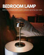 FLICKER Cordless LED Table Lamp with 3-Level Brightness, Dimmable, Rechargeable Battery, Perfect for Patio, Living room, Bedside, Restaurants, and Ambient Lighting - Modern Design (Golden)