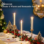 Glasseam Hurricane Gold Candlestick Holder, Set of 6 Tall Candle Stick Candle Holder with Hurricane Chimney, Modern Taper Candle Holder for Table Centerpiece Wedding DiningTable Christmas Decor