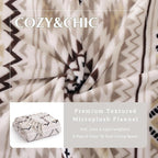 CASAAGUSTO Boho Throw Blanket - Beige and Gray Decorative Blankets with Tassel, Printed Flannel Bohemian Blanket for Chair, Bed, Sofa, Couch(60 * 80, Beige and Gray)