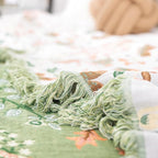 MSGKV Cotton Bed Blanket for Couch and Sofa Blankets for Living Room Bedroom Reversable Florals and Animals Throw 90"x98" Breathable Cozy Boho Blankets