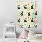 ICMOLYYENLO Abstract Cat Tapestry, Medieval Abstract Atomic Star Cat Vintage Home Wall Hanging Art Tapestry for Bedroom Living Room Dormitory 40x60 Inch