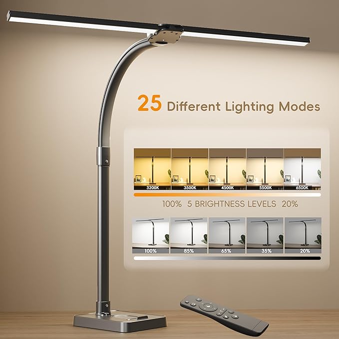 Desk lamp，Led Desk Lamp for Office Home - Eye Caring Architect lamp, 24WDual Screen Computer Monitor Adjustable Smart Desk lamp, Suitable for Home/Office/Bedroom