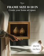 HUARCEY Gold Framed Vintage Wall Art for Living Room, Pear Fruits Painting Prints Shelf Decor for Kitchen, Aesthetic Bedroom Wall Art Decor, Christmas Gift for Friends or Family (Two Pears - 8"x10")