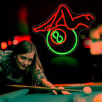 Billiards Lady Neon Sign, JGHTURIE Back Led Neon Signs for Wall Decor - Red Light Up Sign Preppy Girls Bar Pool Table Accessories Game Room Birthday Party Decor Gift USB Powered