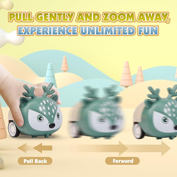 36 pcs Animals Pull Back Cars, Mini Vehicles Toy Small Cars Pull Back Racing Vehicles Set, Mini Toy Cars, Carnival Prizes Goodie Bag Stuffers, Mini Car Party Favors for Kids