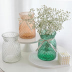 SOJOCK 2PACK Glass Flower Vases(Flowers NOT Included),6.3" High Diamond Pattern Vases,Vintage Vases for Centrepieces,Wedding Decorations,Home Table Flower Decorations