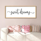 Sweet Dreams Above Bed Wall Decor Sign 40"x15" for Master Bedroom Over Bed Guest Room Wood Framed Wall Art (Wood)